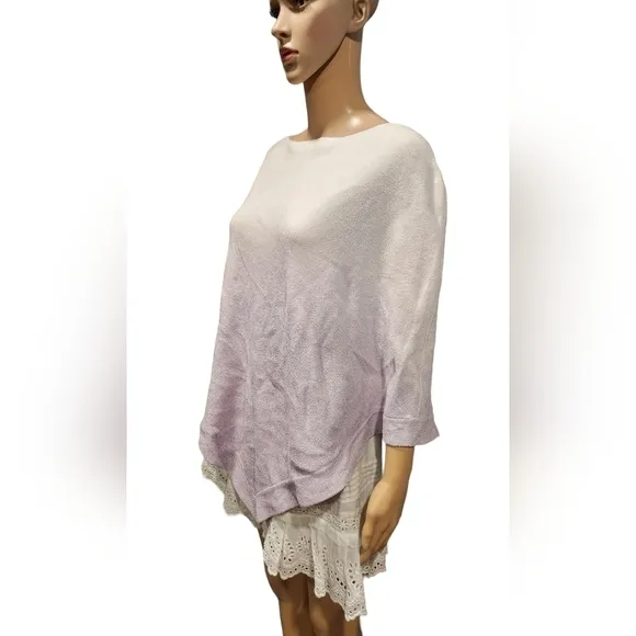 Barefoot Dreams Cozy Chic ultra lite knit women's ombre purple poncho one size