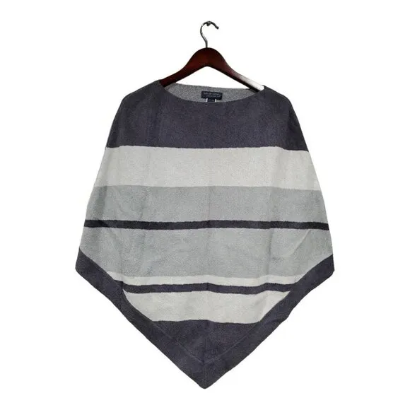 Barefoot Dreams Cozy Chic Ultra Lite Ocean Breeze Blue/Gray Stripe Poncho One Sz