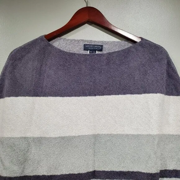 Barefoot Dreams Cozy Chic Ultra Lite Ocean Breeze Blue/Gray Stripe Poncho One Sz