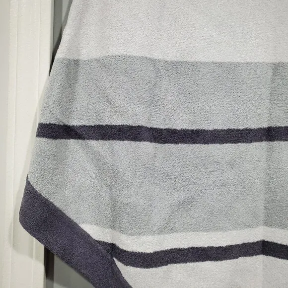 Barefoot Dreams Cozy Chic Ultra Lite Ocean Breeze Blue/Gray Stripe Poncho One Sz