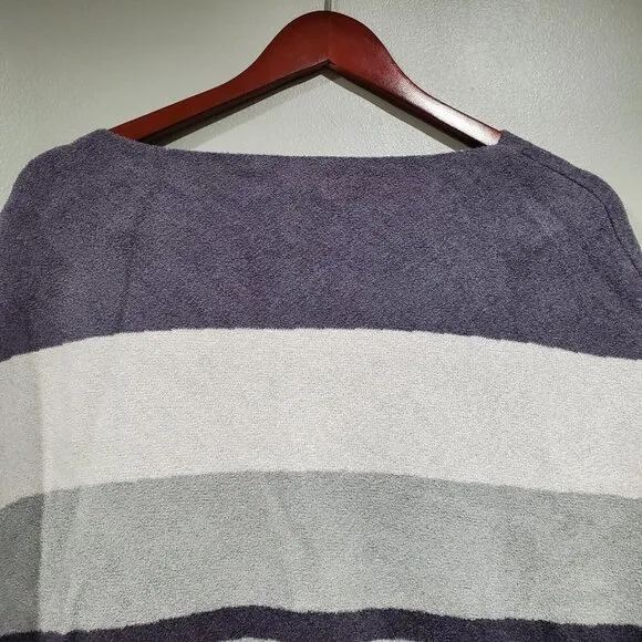 Barefoot Dreams Cozy Chic Ultra Lite Ocean Breeze Blue/Gray Stripe Poncho One Sz