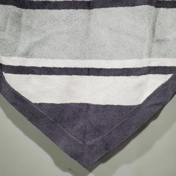 Barefoot Dreams Cozy Chic Ultra Lite Ocean Breeze Blue/Gray Stripe Poncho One Sz