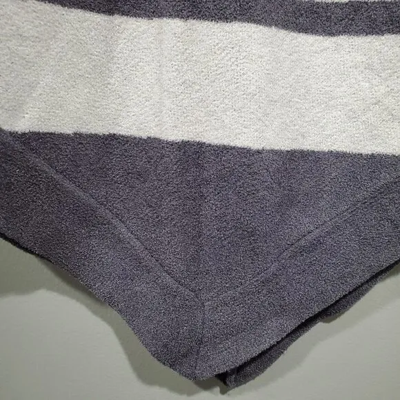 Barefoot Dreams Cozy Chic Ultra Lite Ocean Breeze Blue/Gray Stripe Poncho One Sz