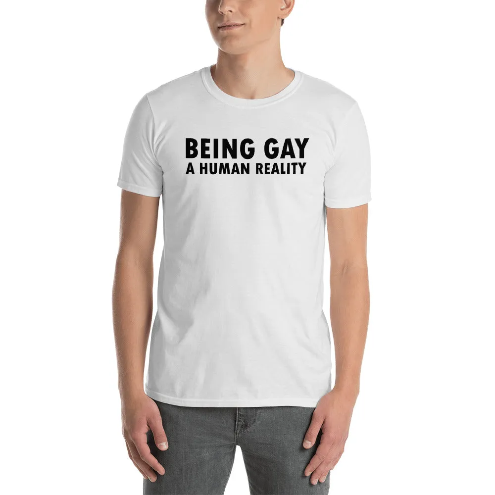 Being Gay T Shirt White Being Gay A Human Reality T Shirt For Men