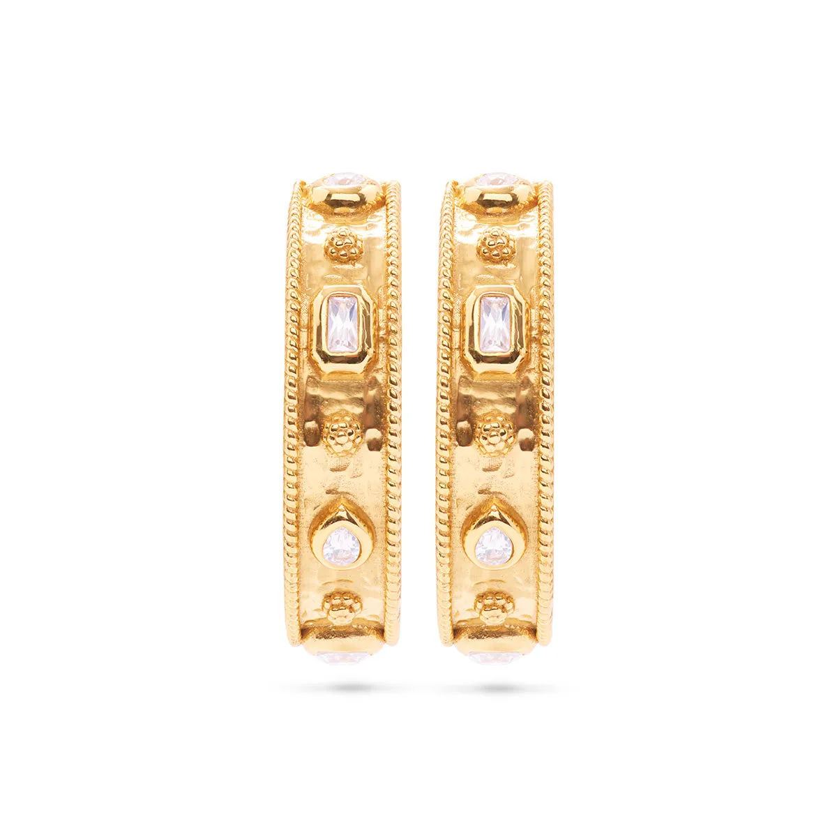 Berry Hoop Earrings- Clear Cubic Zirconia