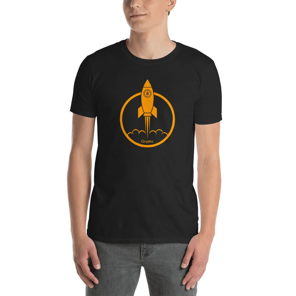 Bitcoin T Shirt Black Rocket Cryptocurrency Bitcoin Tee Shirt for Men
