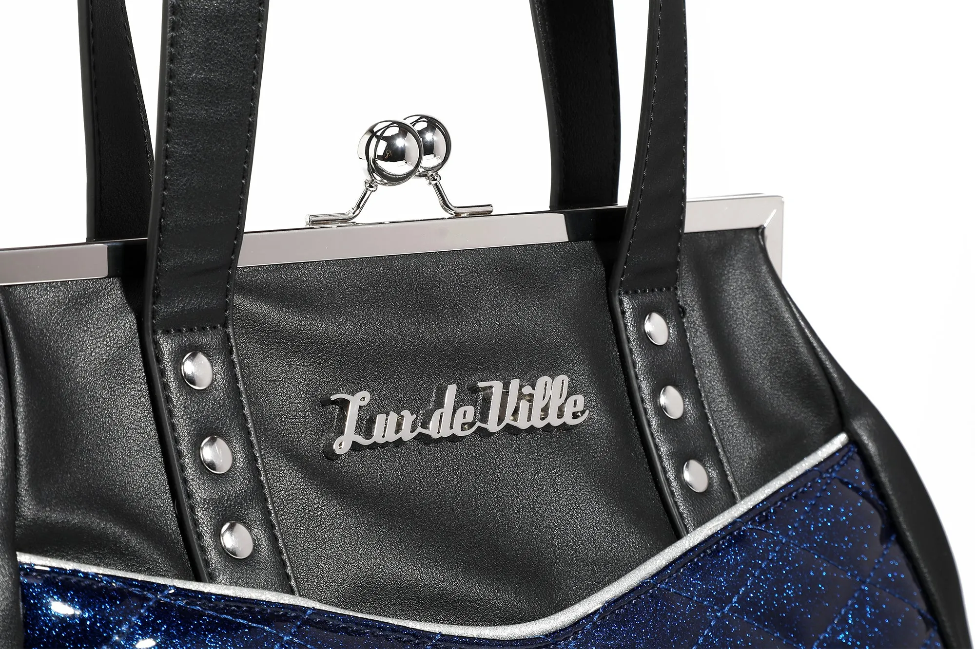 Black & Royal Blue Sparkle Femme Fatale Kiss Lock