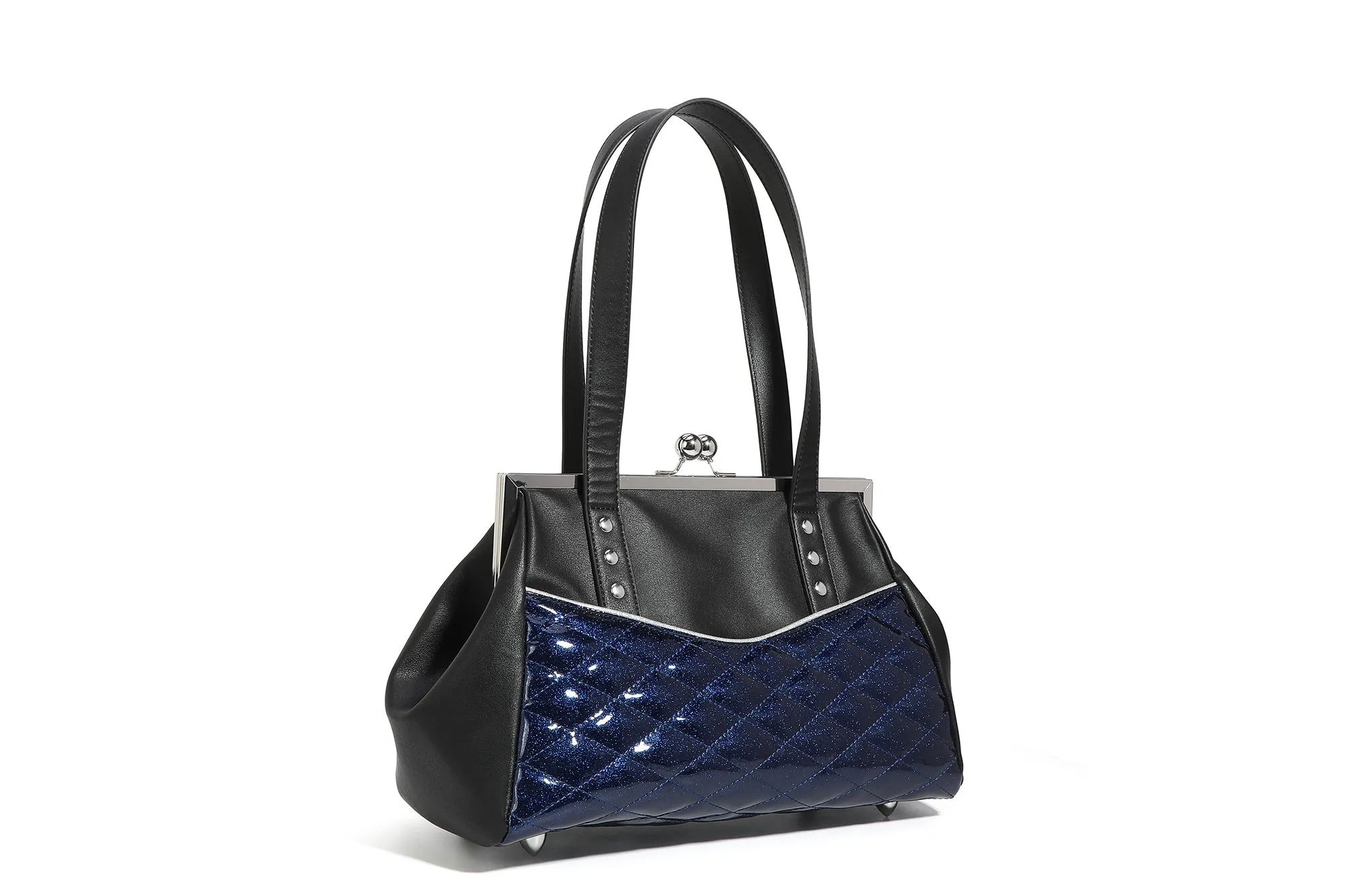 Black & Royal Blue Sparkle Femme Fatale Kiss Lock