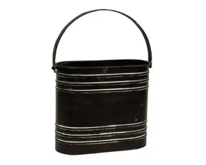 Black distressed metal oval flower bucket