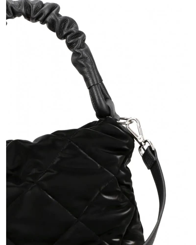 Black Quilted Handbag with Leather Handle