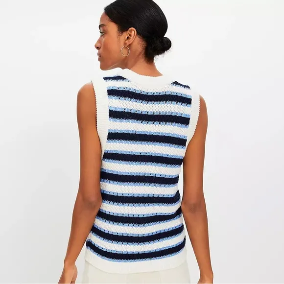 ✨BNWOT - LOFT Striped Stitchy Sweater Vest - Deep Space Blue - size M✨