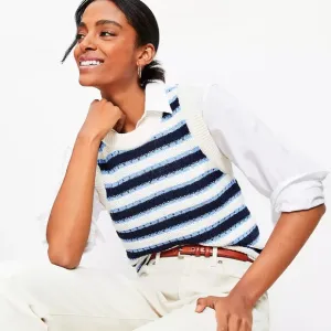 ✨BNWOT - LOFT Striped Stitchy Sweater Vest - Deep Space Blue - size M✨