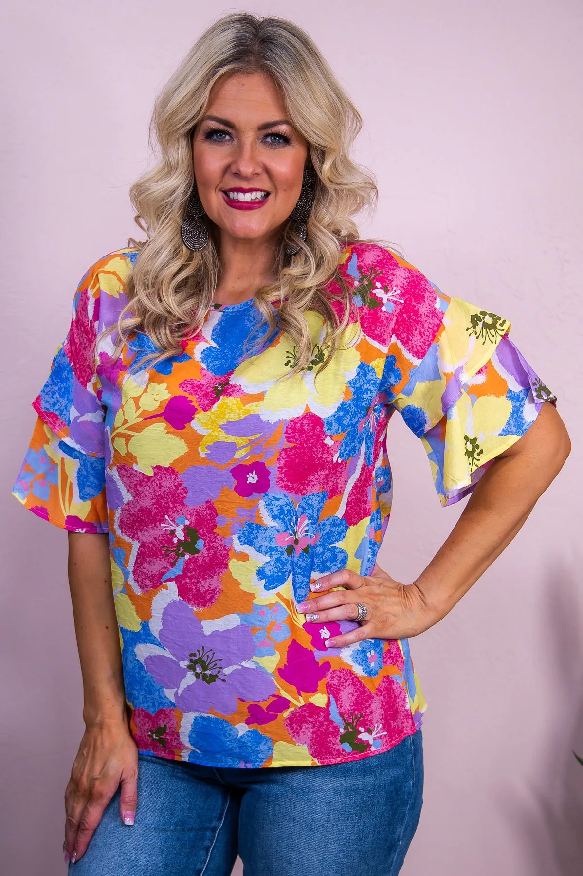 Bohemian Bliss Yellow/Multi Color Floral Top - T10097YE