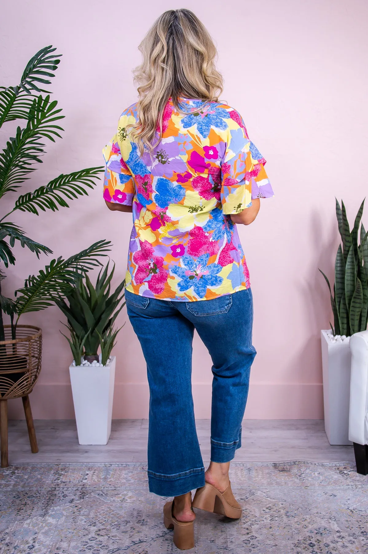 Bohemian Bliss Yellow/Multi Color Floral Top - T10097YE
