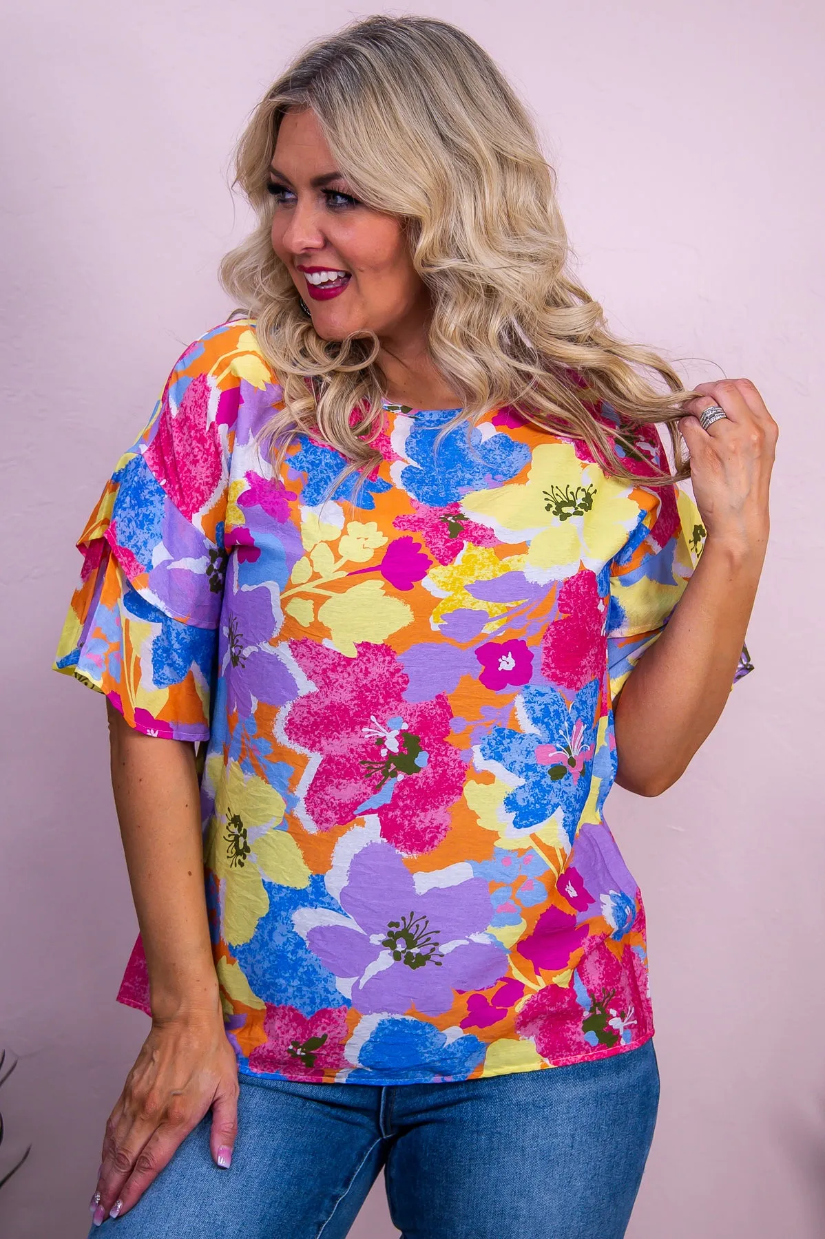 Bohemian Bliss Yellow/Multi Color Floral Top - T10097YE
