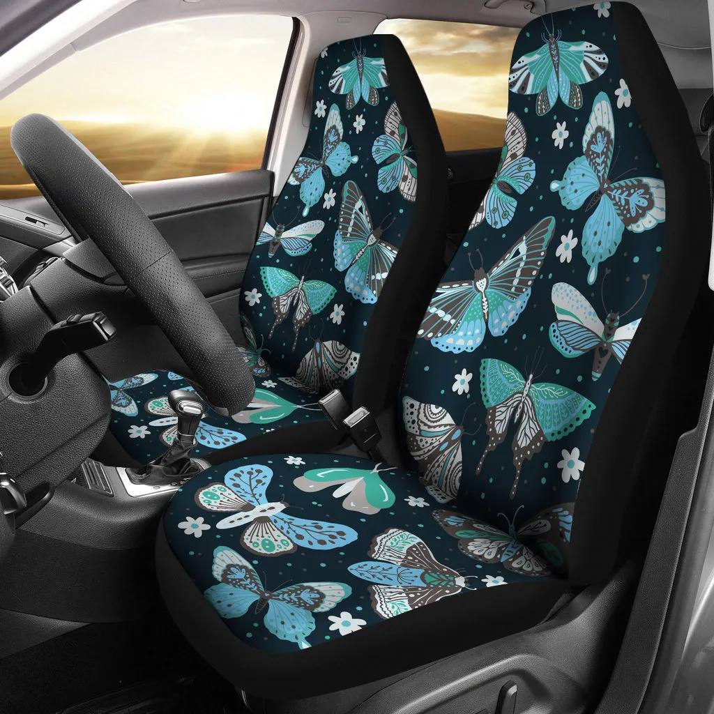 Boho Blue Butterflies Car Seat Covers Set of 2