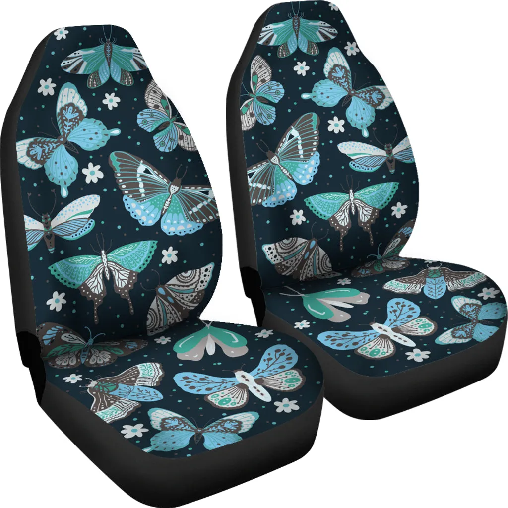 Boho Blue Butterflies Car Seat Covers Set of 2