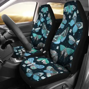 Boho Blue Butterflies Car Seat Covers Set of 2