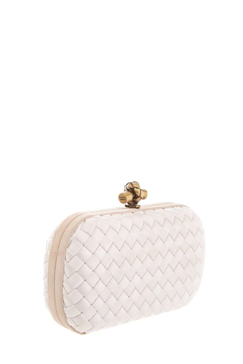 Bottega Veneta Blush Intrecciato Satin Clutch