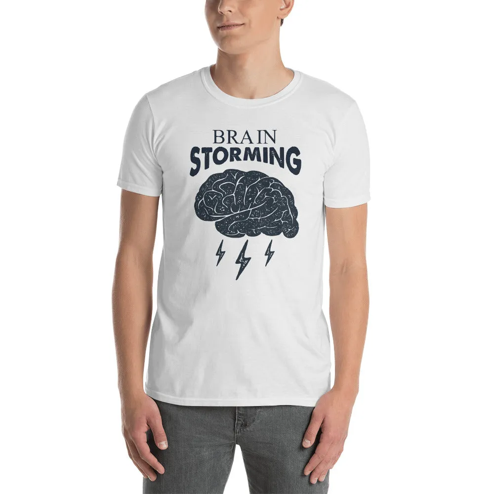 Brainstorming T Shirt  White Brainstorm Short-Sleeve Cotton T-Shirt