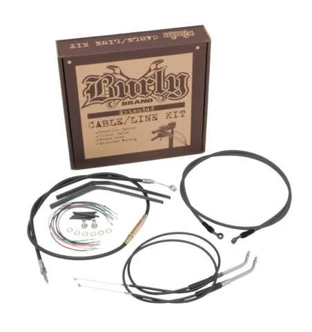 Burly Brand B30-1040 Extended Cable/Brake Line Kit for 14in. Ape Handlebars - Black Vinyl