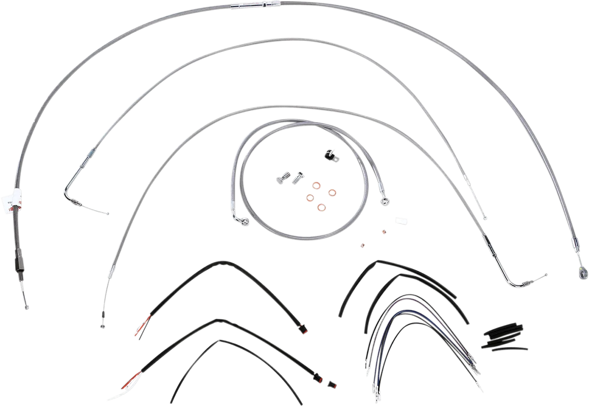 Burly Brand B30-1063 Extended Cable/Brake Line Kit for 16in. Gorilla Handlebars - Stainless Steel
