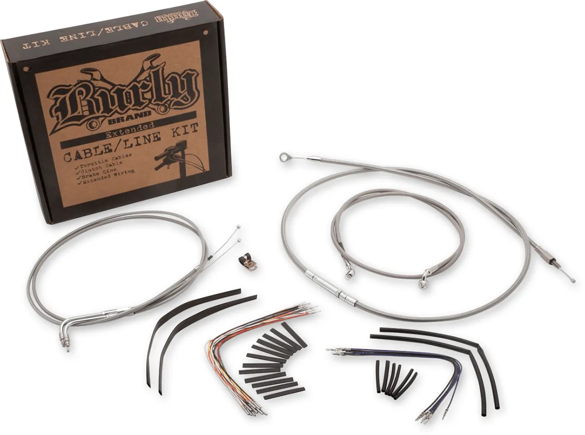 Burly Brand B30-1272 Extended Cable/Brake Line Kit for 8in. Ape Handlebars - Black
