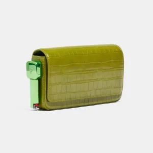 Burn Clutch in Pea Green Croc