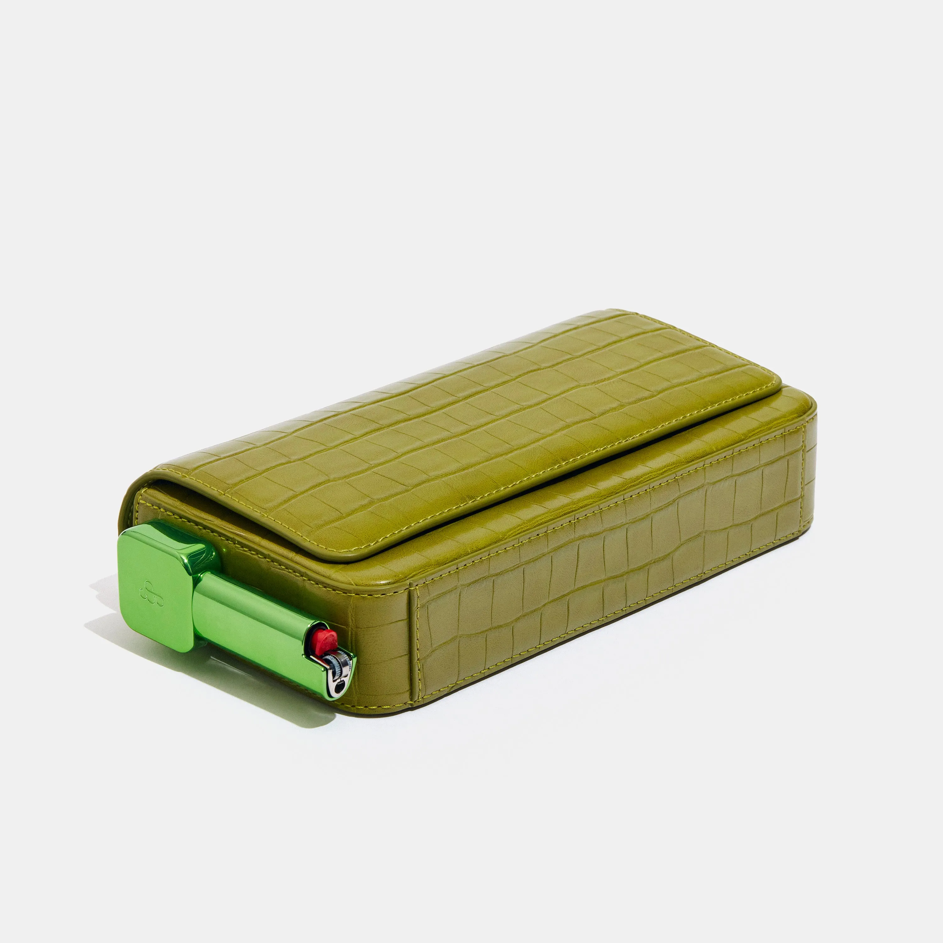 Burn Clutch in Pea Green Croc
