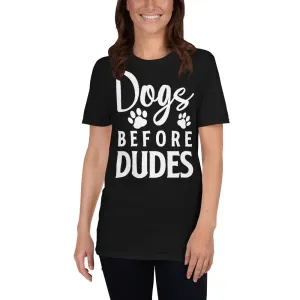 Buy Dogs Before Dudes T-Shirt For Women in Black