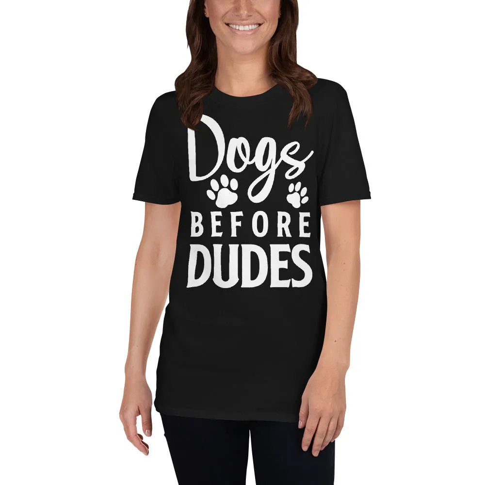 Buy Dogs Before Dudes T-Shirt For Women in Black