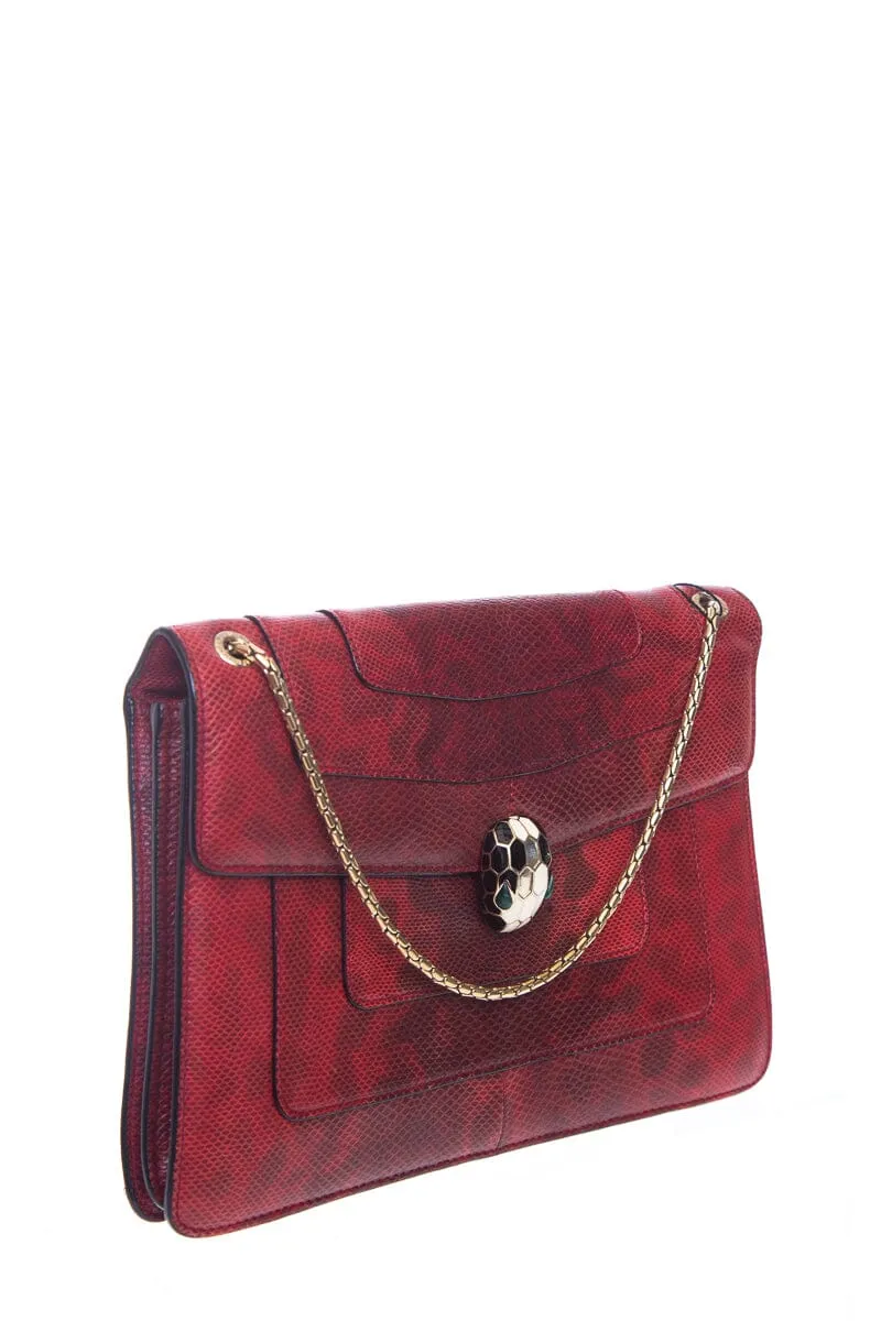 Bvlgari Red Karung Serpenti Forever Handbag