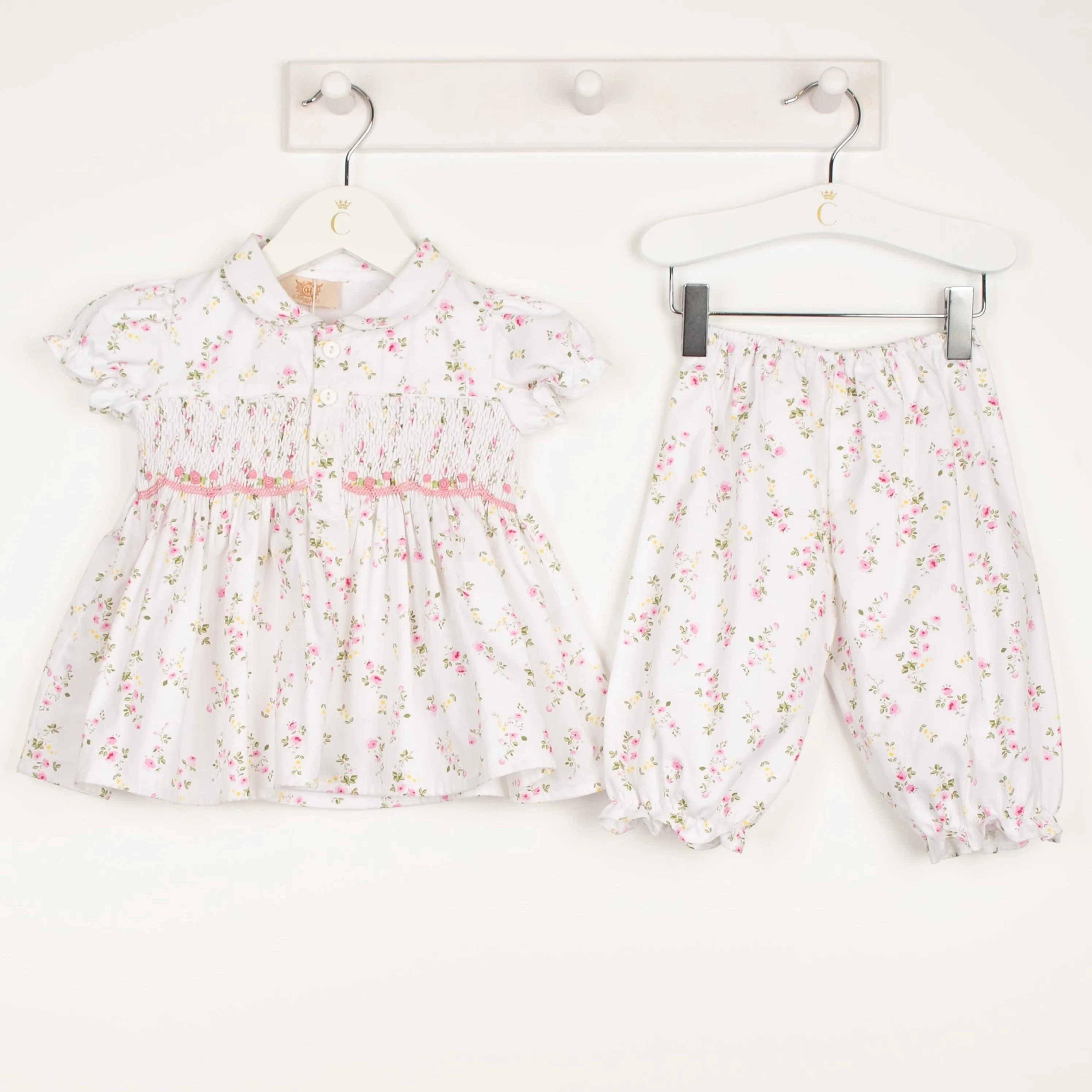 CARAMELO KIDS - Smocked Baby Set - White
