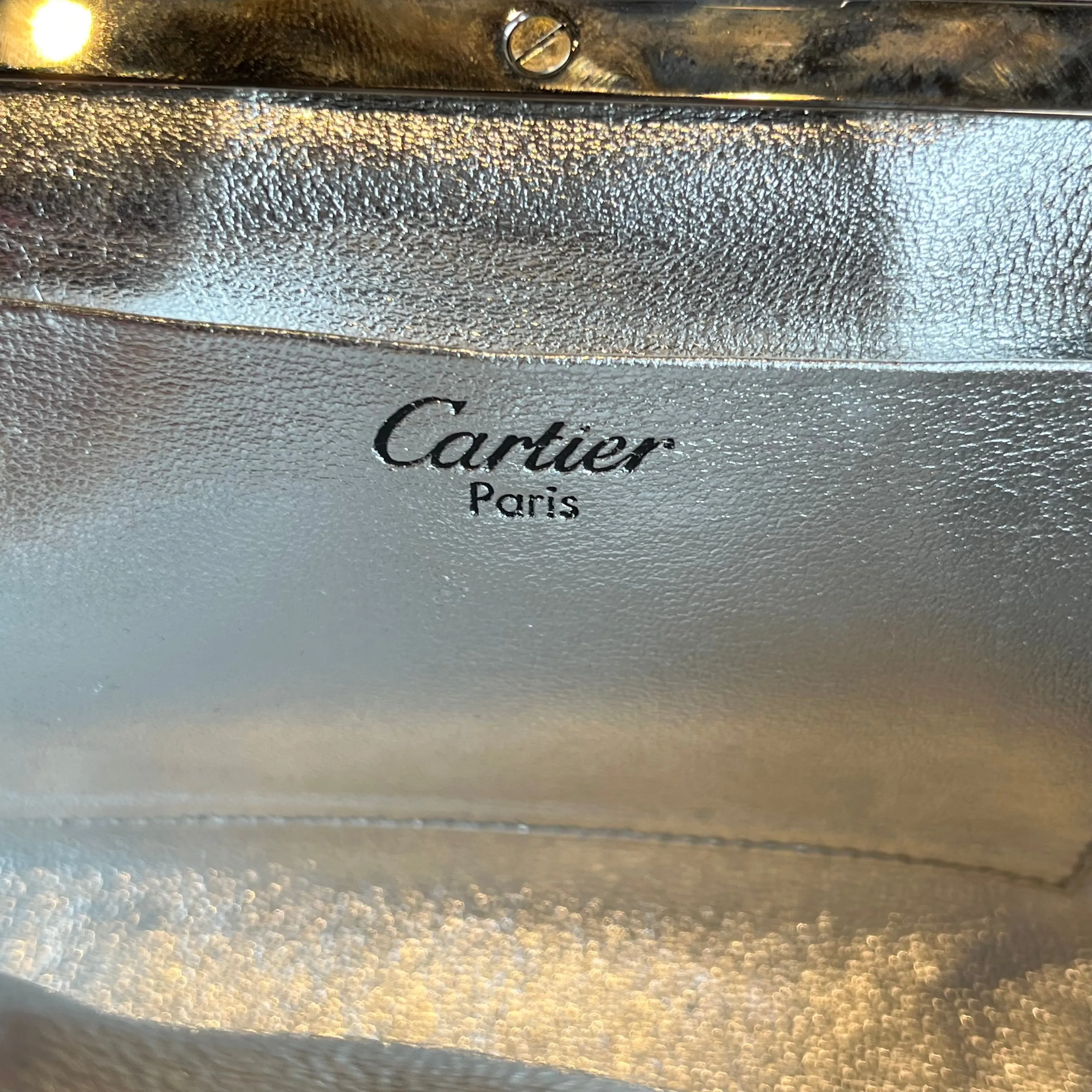 CARTIER Brown Pony Hair Cheetah Print Frame Top Mini Handbag