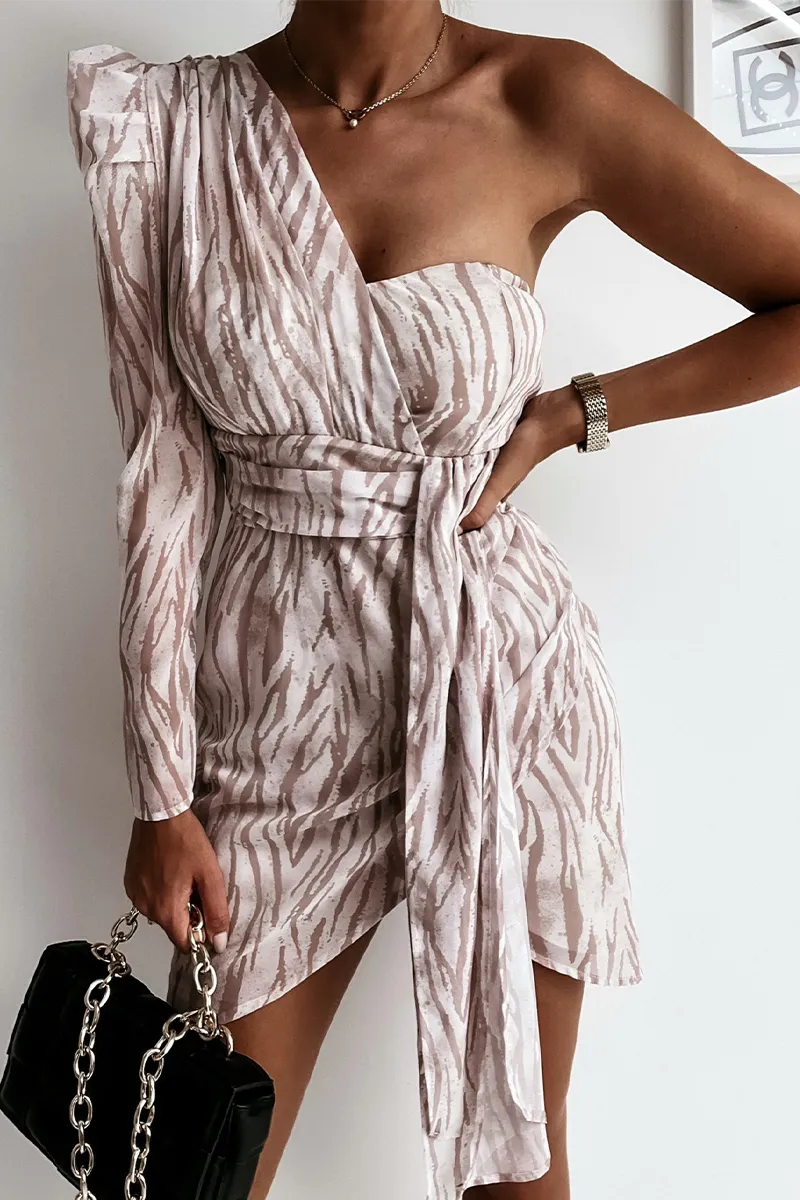 Casual Print Leopard Patchwork Off the Shoulder Irregular Dress Dresses(4 colors)