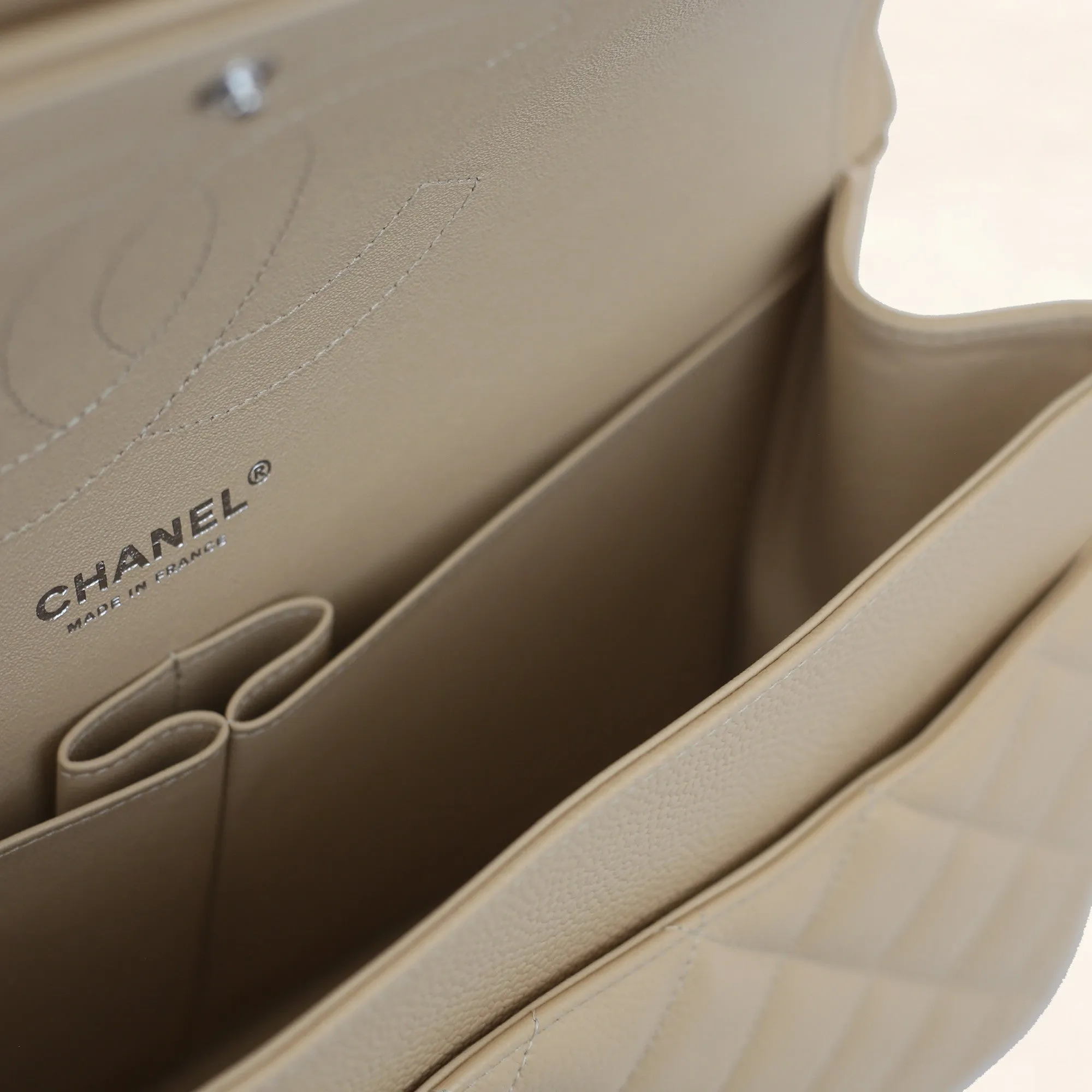 Chanel | Beige Caviar Classic Double Flap Bag | Jumbo