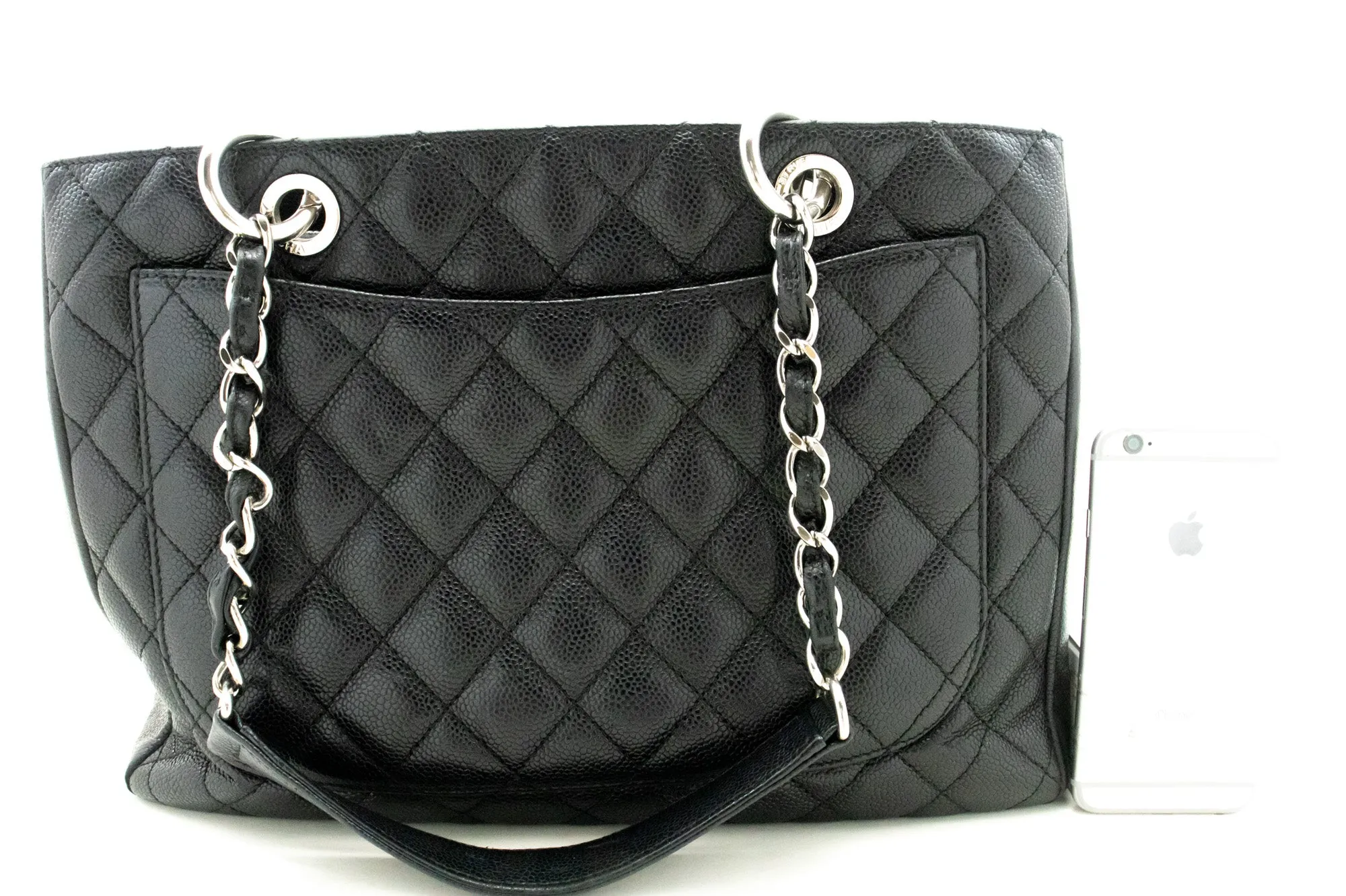 CHANEL Caviar GST 13" Grand Shopping Tote Chain Shoulder Bag Black n38