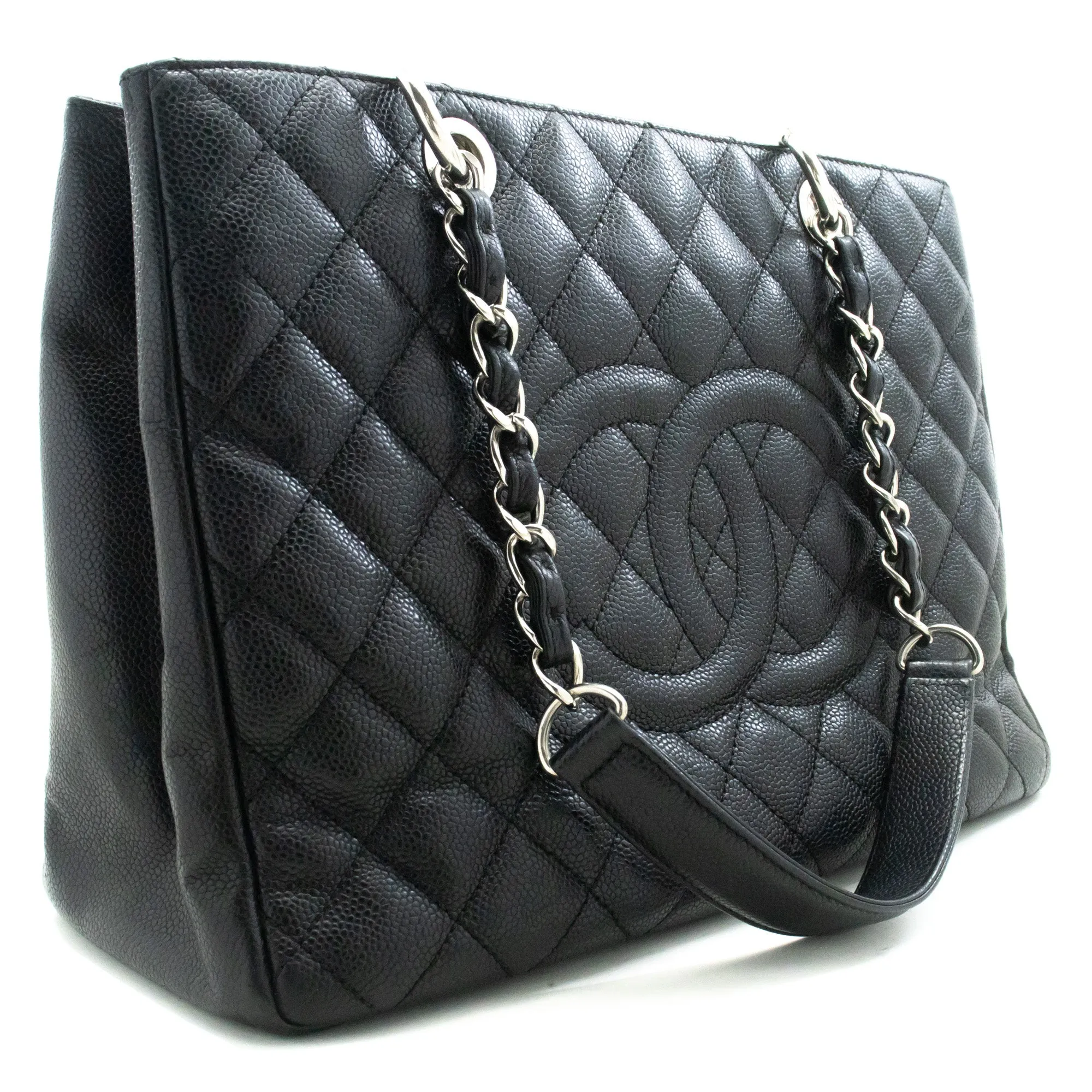 CHANEL Caviar GST 13" Grand Shopping Tote Chain Shoulder Bag Black n38
