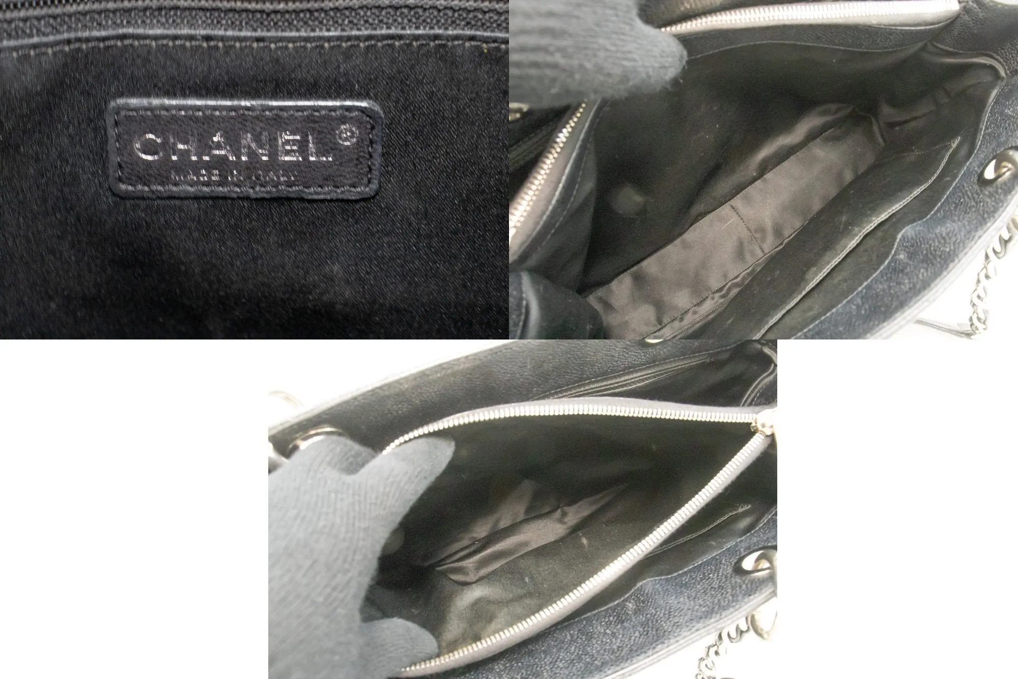 CHANEL Caviar GST 13" Grand Shopping Tote Chain Shoulder Bag Black n38