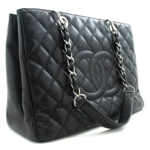 CHANEL Caviar GST 13" Grand Shopping Tote Chain Shoulder Bag Black n38