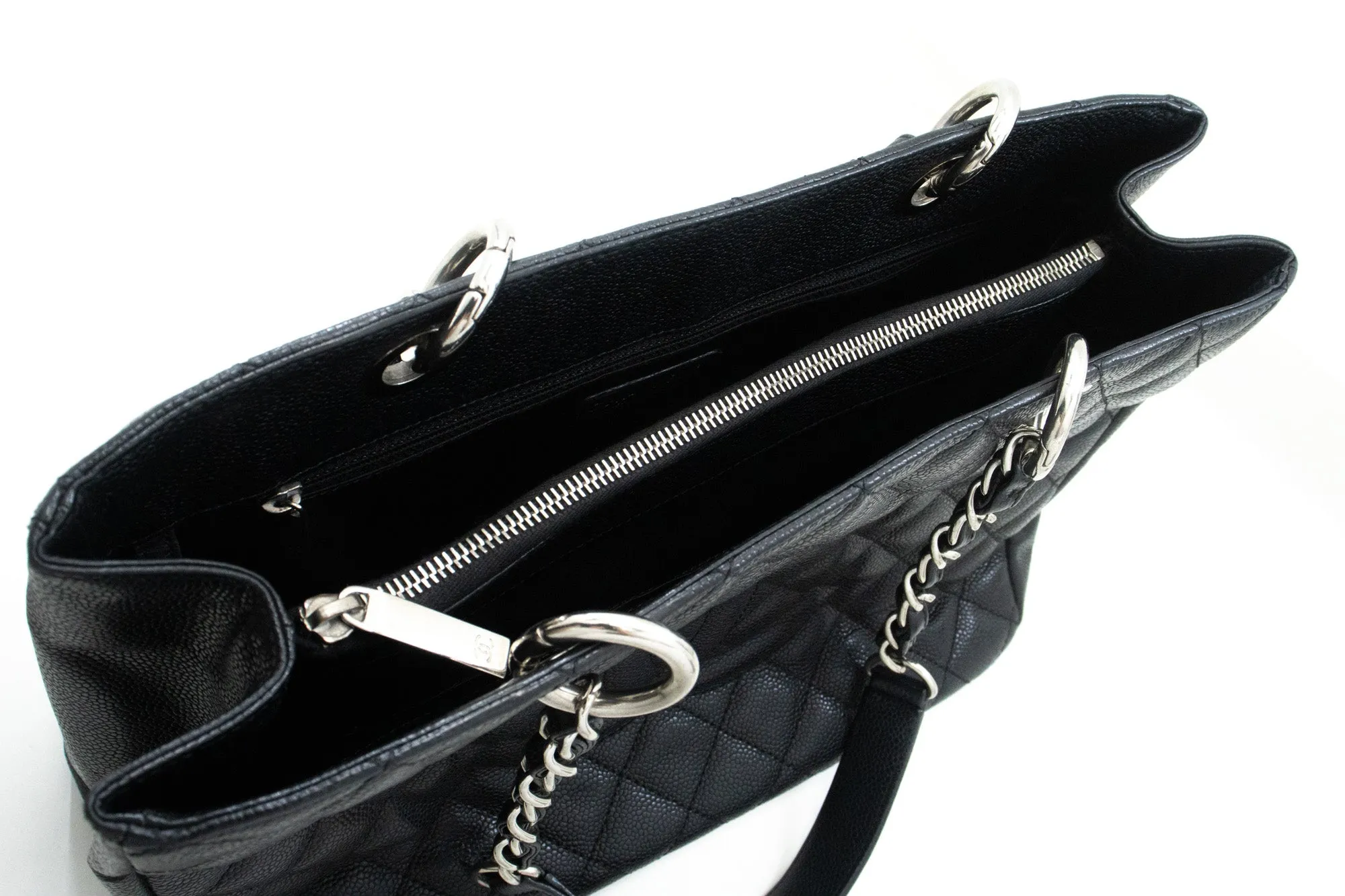 CHANEL Caviar GST 13" Grand Shopping Tote Chain Shoulder Bag Black n38
