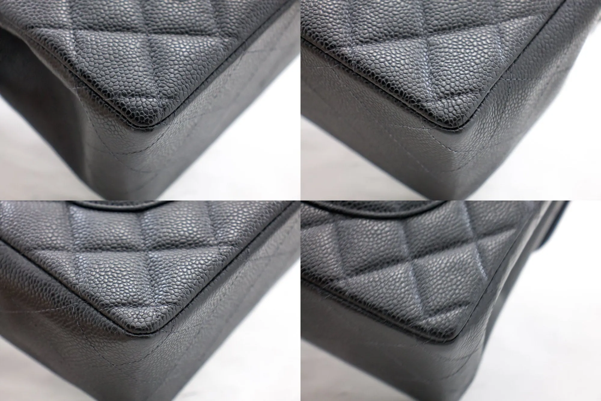 CHANEL Classic Large 11" Chain Shoulder Bag Black Grained Calfskin h58
