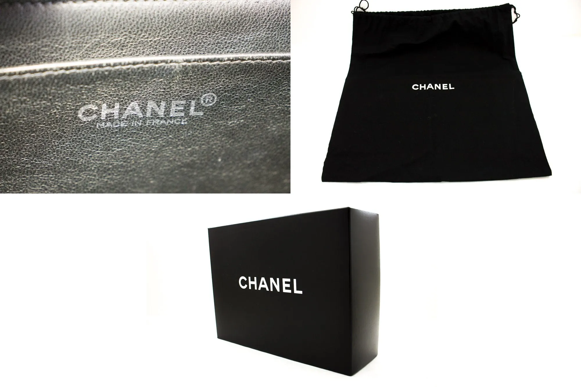 CHANEL Classic Large 11" Chain Shoulder Bag Black Grained Calfskin h58