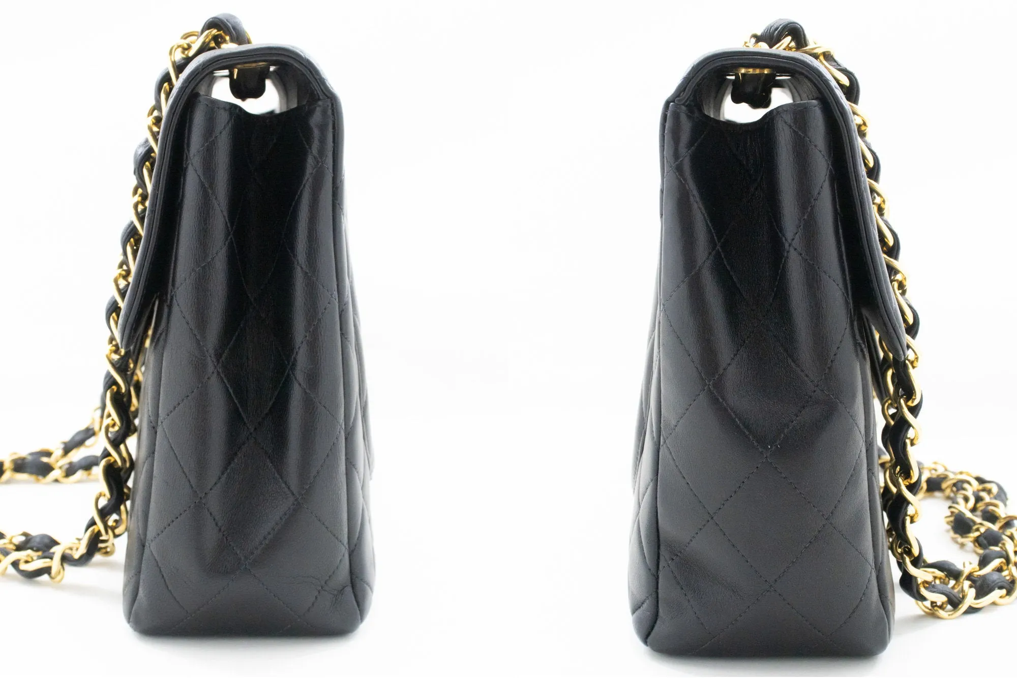CHANEL Classic Large 11" Chain Shoulder Bag Flap Black Lambskin n20