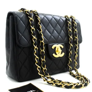 CHANEL Classic Large 11" Chain Shoulder Bag Flap Black Lambskin n20