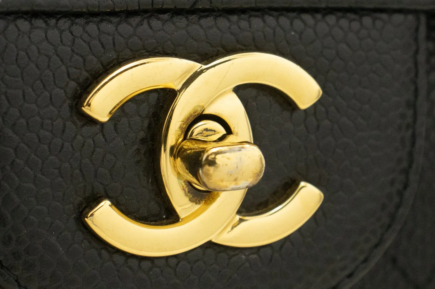 CHANEL Classic Large 11" Grained Calfskin Chain Shoulder Bag Black L65