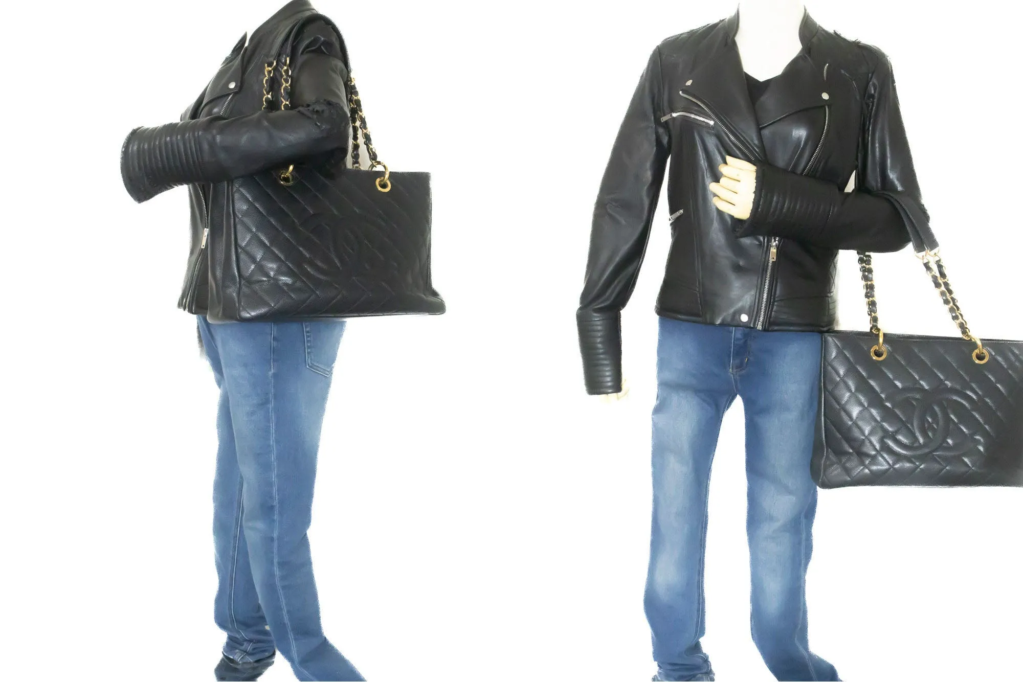 CHANEL Grained Calfskin GST 13" Shopping Tote Chain Shoulder Bag p67