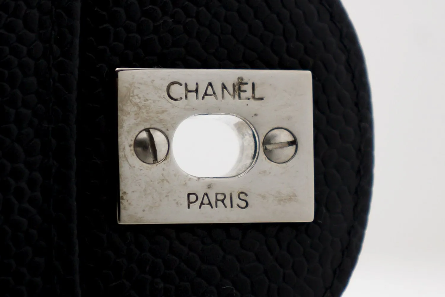 CHANEL Large Classic Handbag Chain Shoulder Bag Flap Black Caviar g66