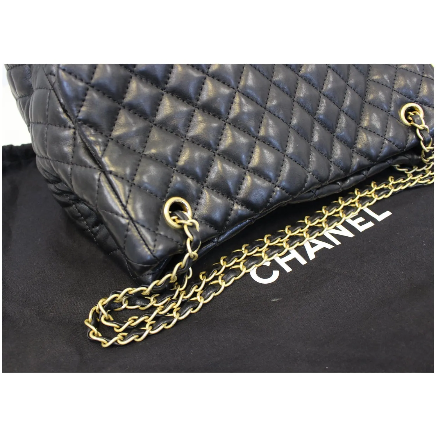 CHANEL Large Shopping Flap Shoulder Bag Black