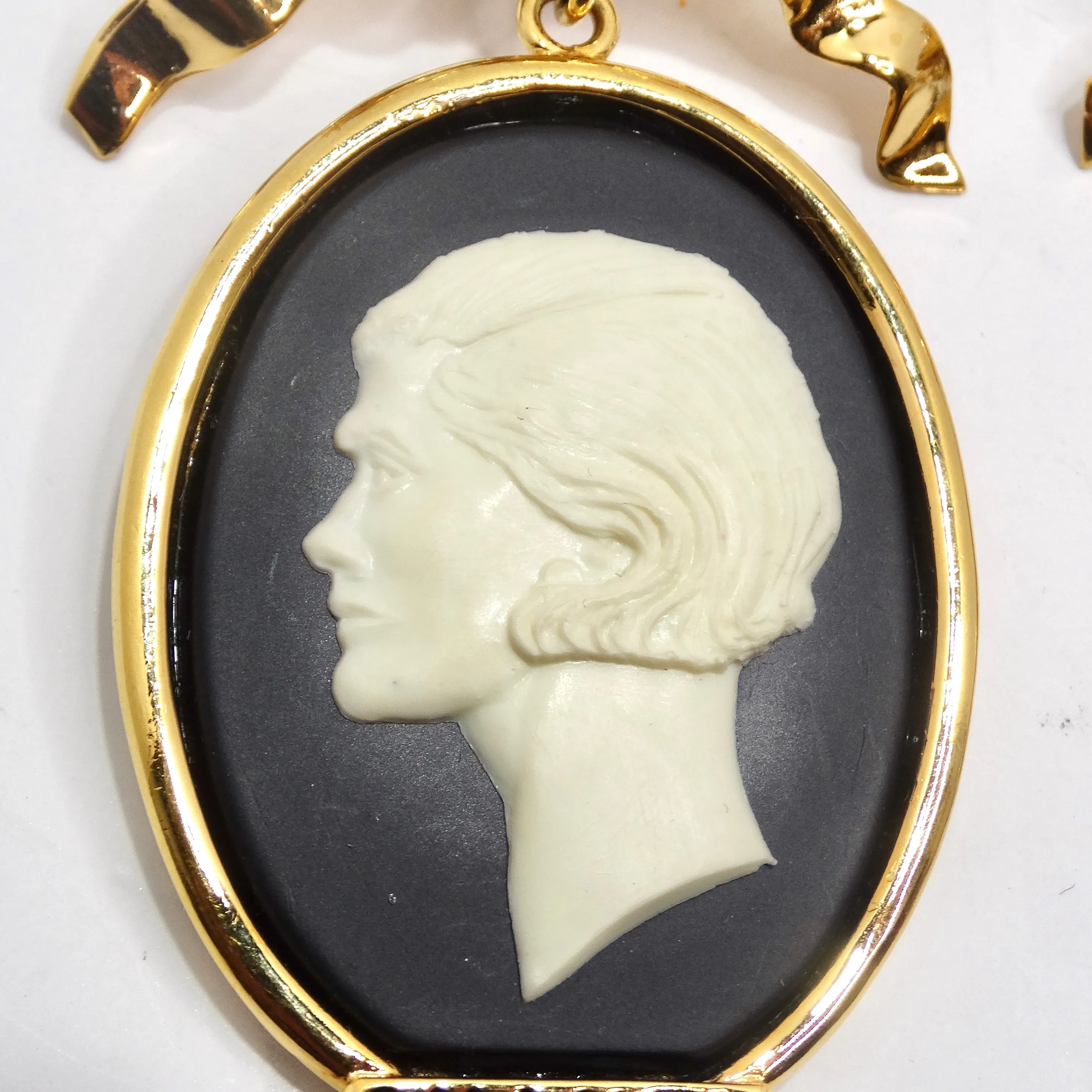 Chanel Rare 1980s Large Gold Tone Cameo Earrings